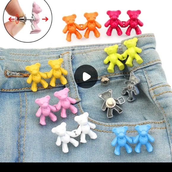 Cute Bear Button Pins For Jeans, Instant Pant Waist Tightener - Picture 6 of 6